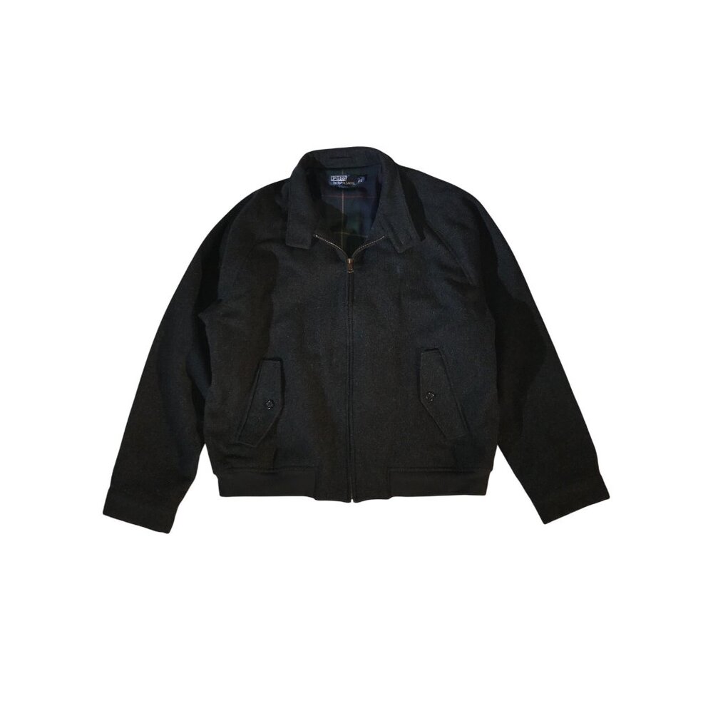 Polo Ralph Lauren Mens Charcoal Wool Blend Zip-Up Jacket
